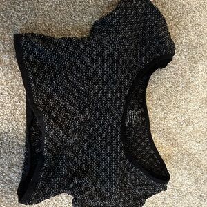 Free People Black Fitted Crop Blouse